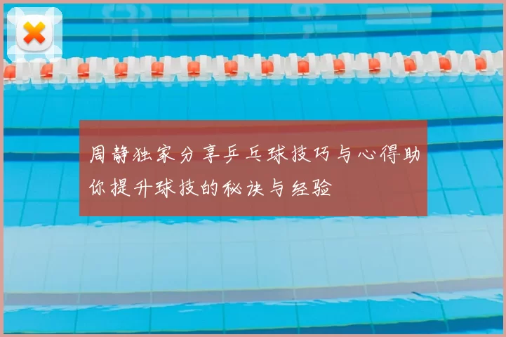 周静独家分享乒乓球技巧与心得助你提升球技的秘诀与经验